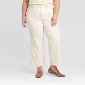 Ava & Viv Plus Size Cream High-rise Ankle Jeans